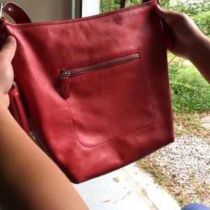 Red/orange Coach crossbody